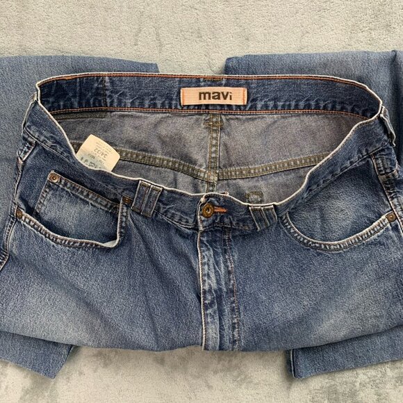 Mavi Jeans Mens 34x27 Blue 170 Max Wide Leg Denim Zip Fly Blind Hem Casual - Picture 13 of 16